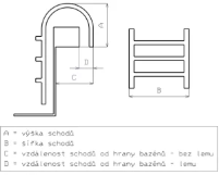 Technický nákres žebříku (A, B, C, D)